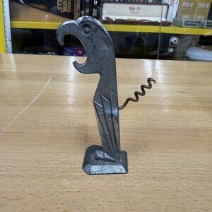 Vtg 30s-40s Negbaur Art Deco Style Parrot Bottle Corkscrew Opener USA #SN